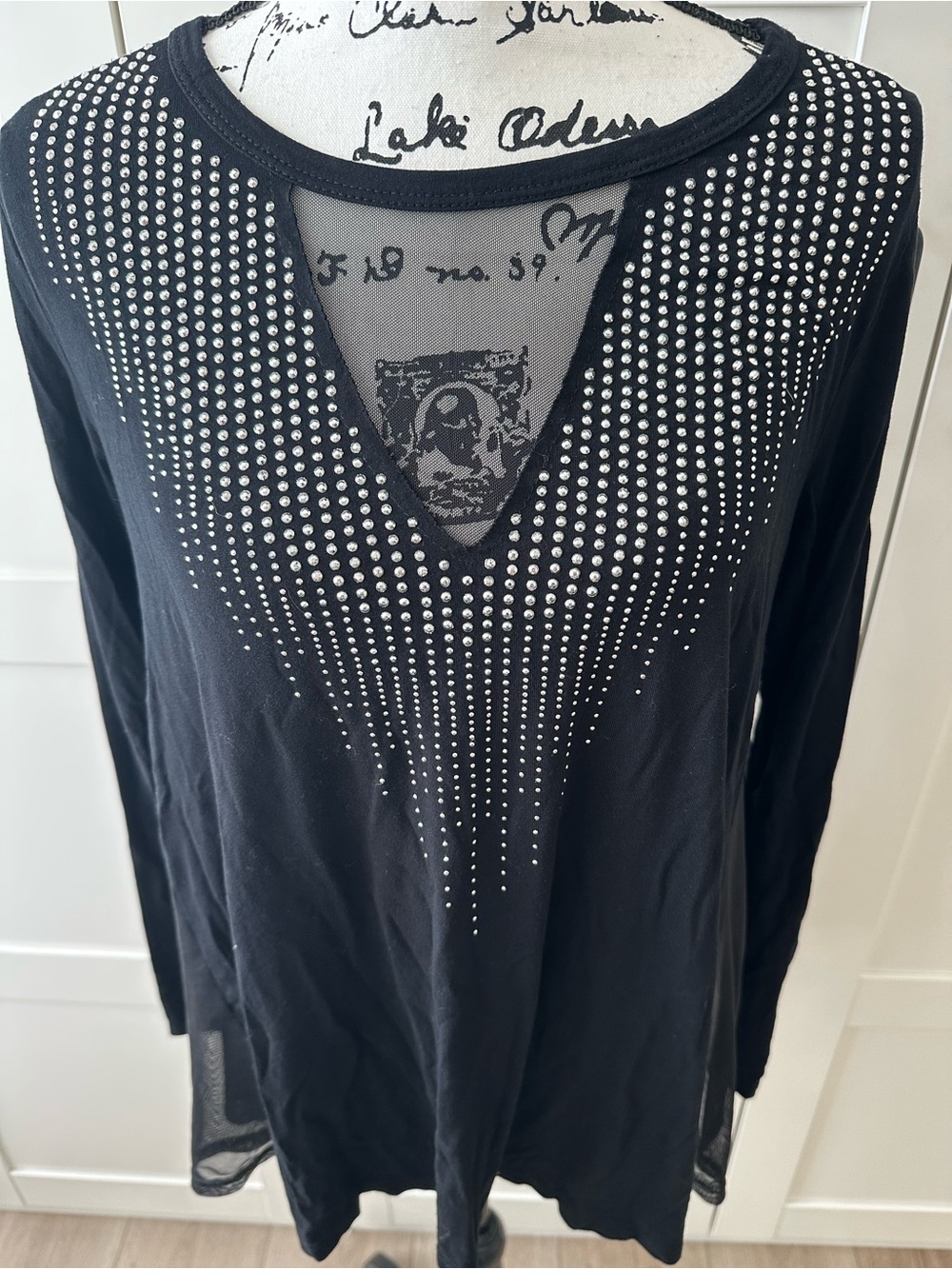 VOCAL -SEXY Black Top with SHEER SIDE PANELS. Fits Like a LARGE. - Picture 8 of 12